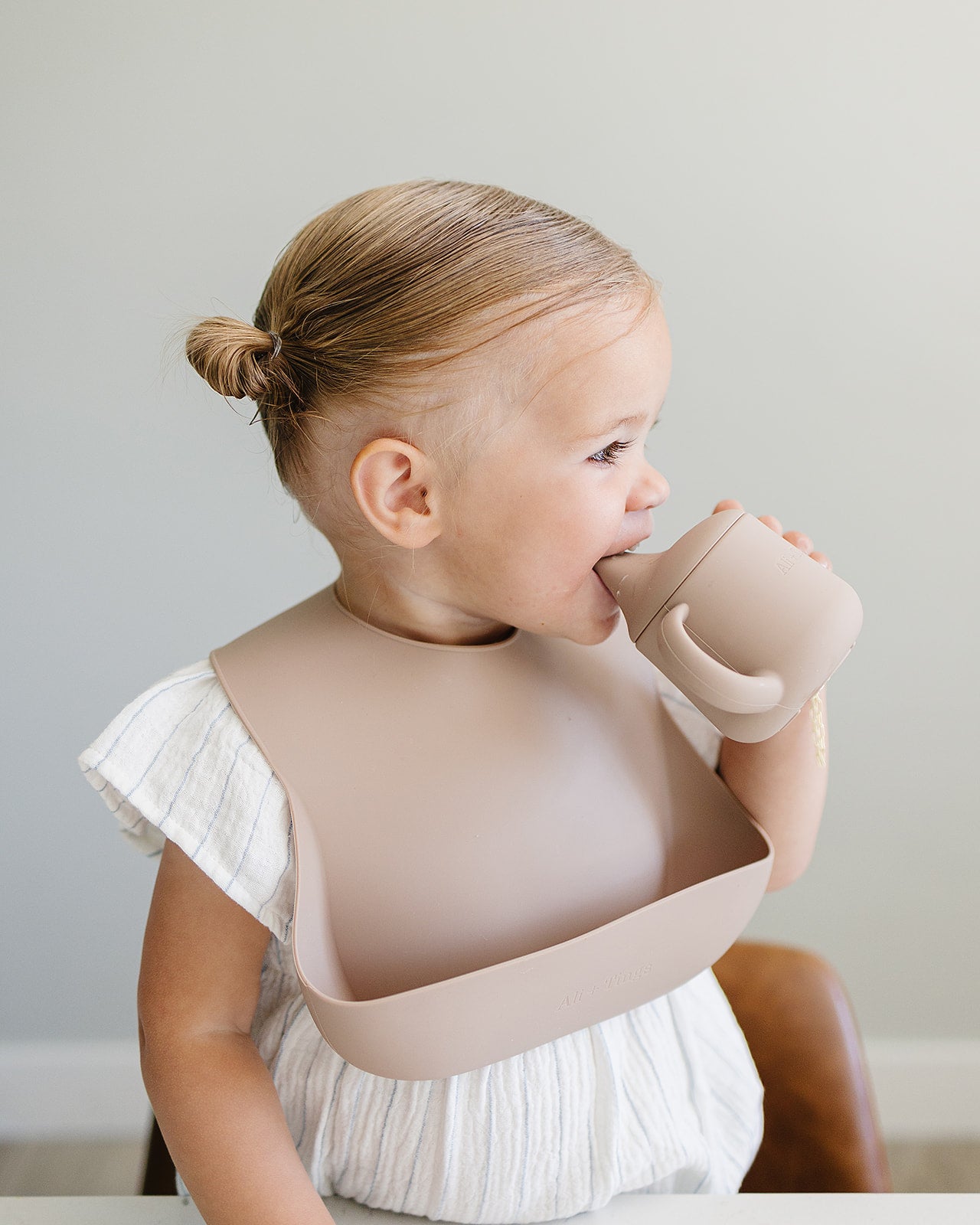 baby wearing BPA-free silicone bib 