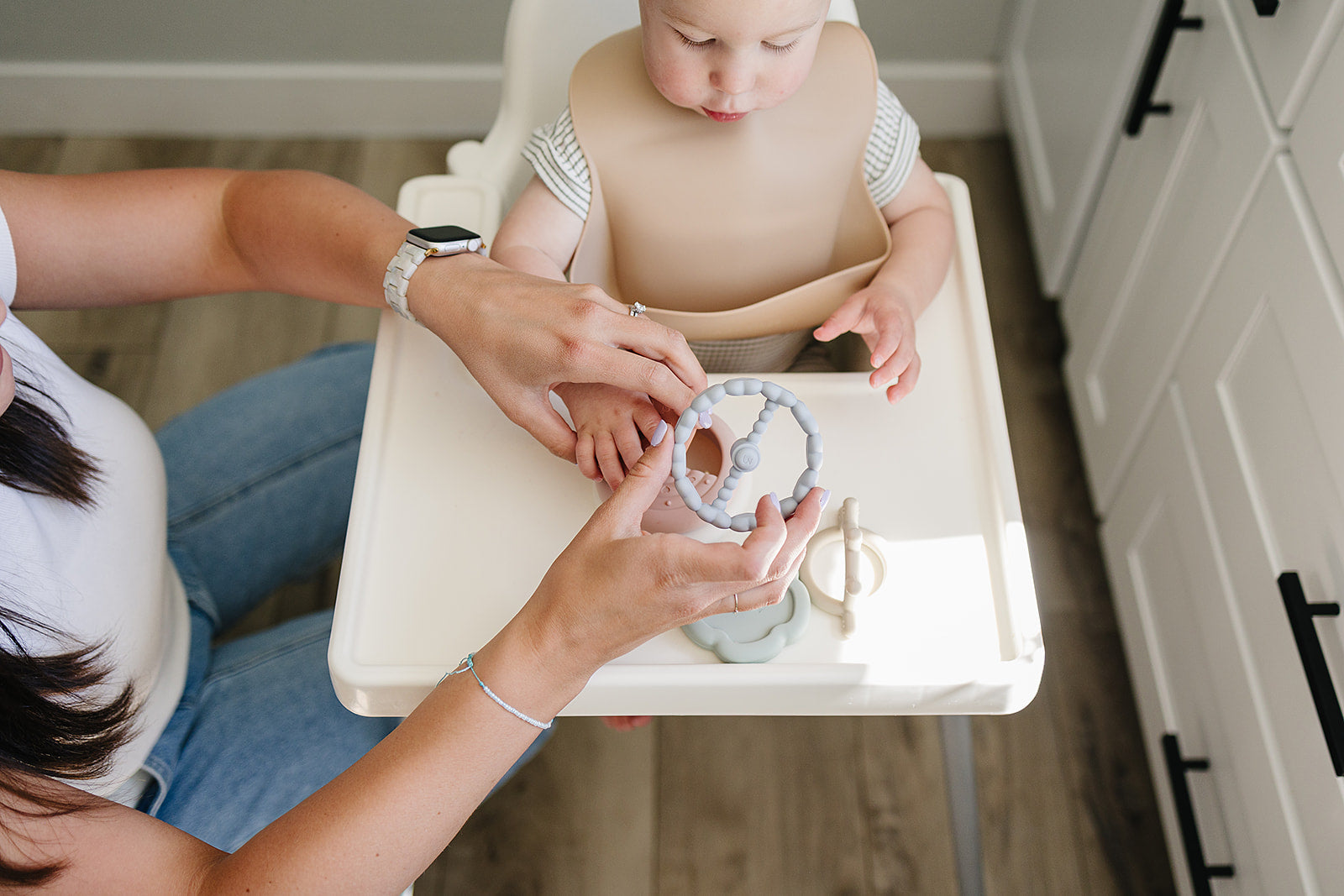 textured silicone rings for sensory and motor play
