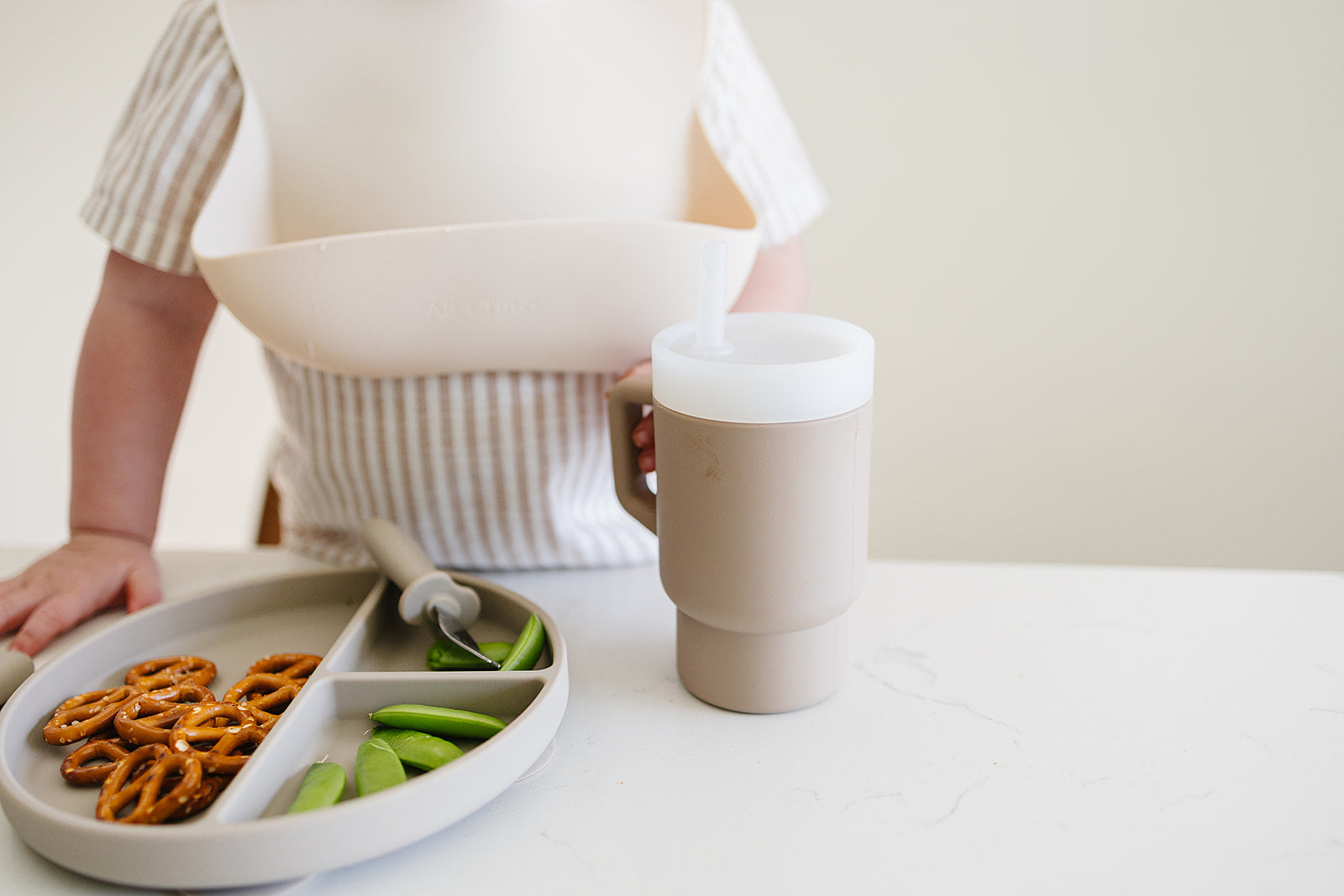 soft silicone tumbler for babies in neutral color