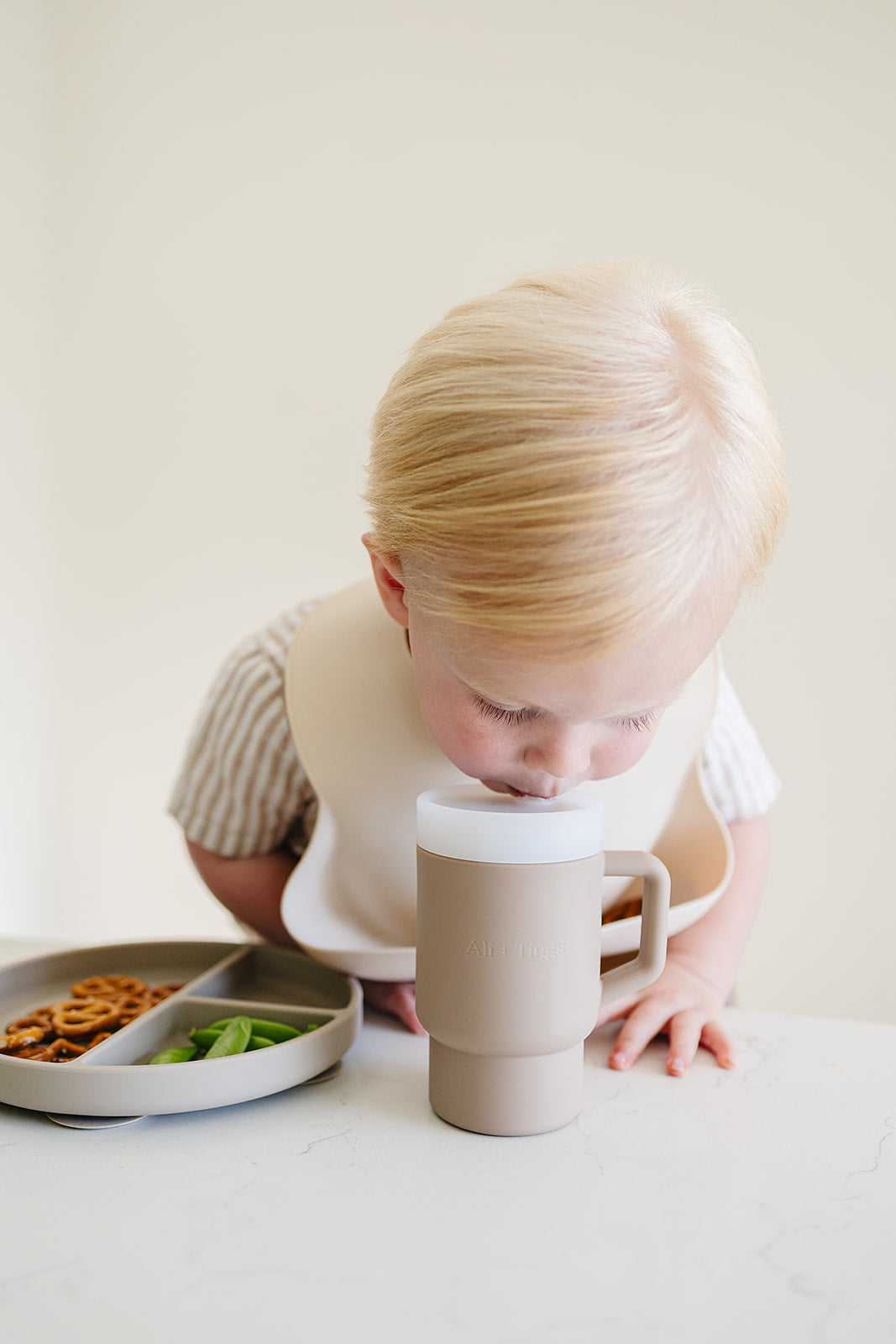 soft silicone tumbler for babies in neutral color