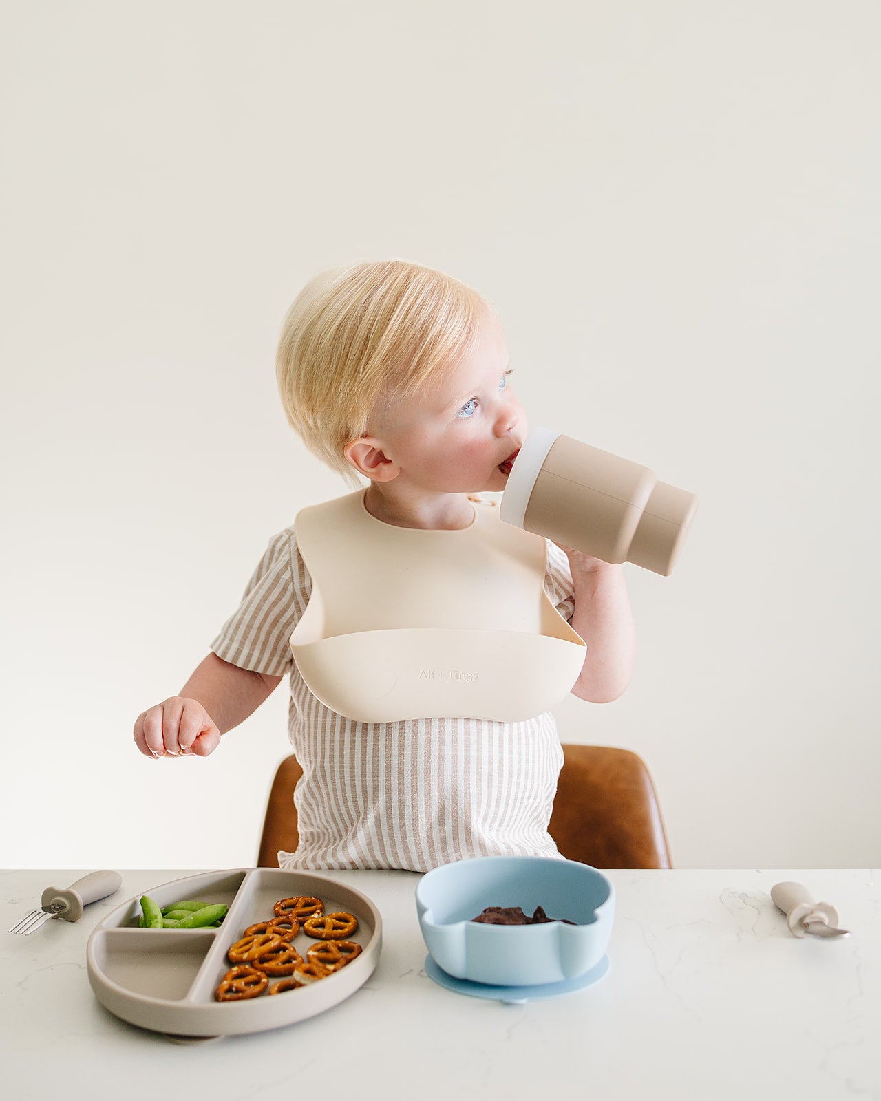 soft silicone tumbler for babies in neutral color