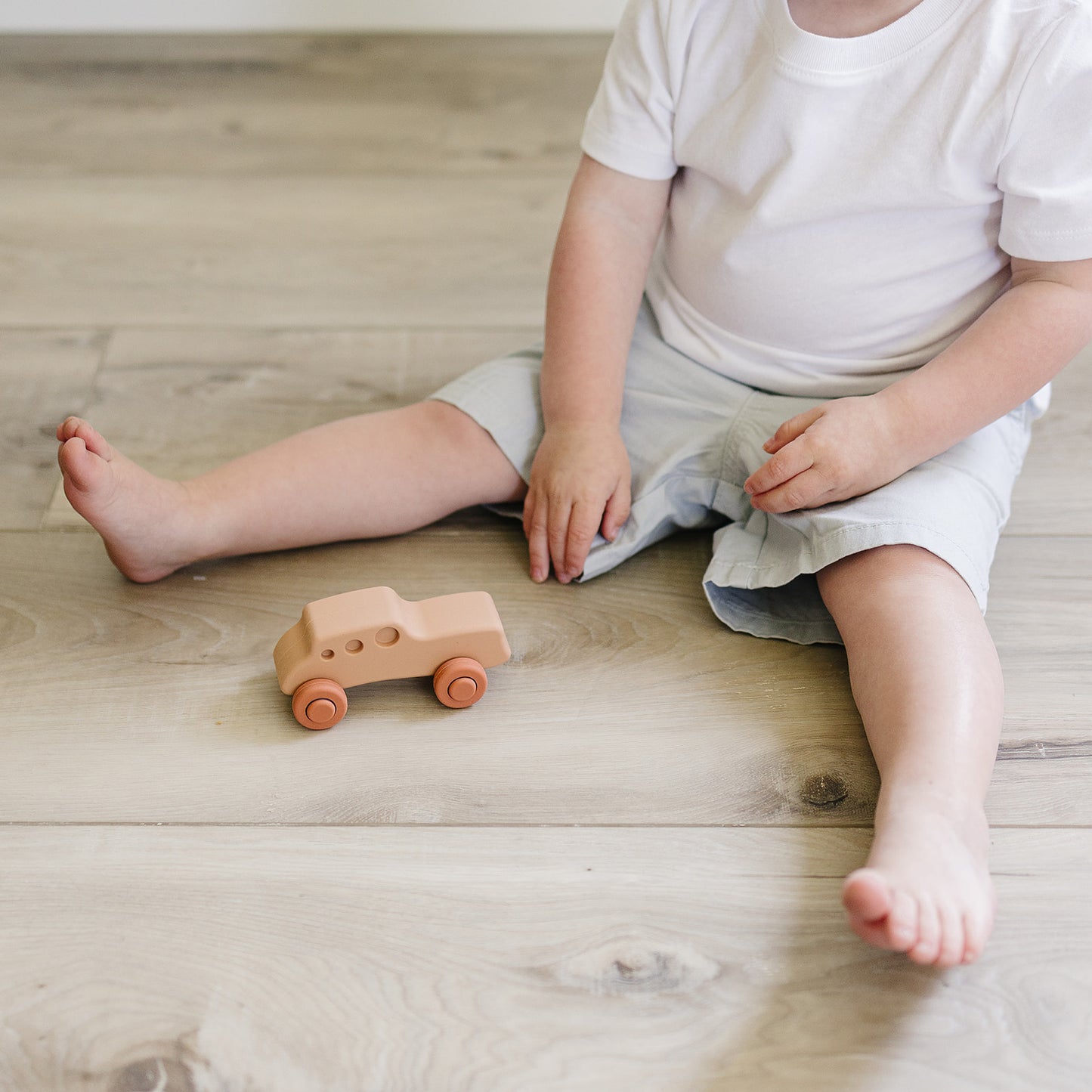 baby gift set in neutral colors car toy